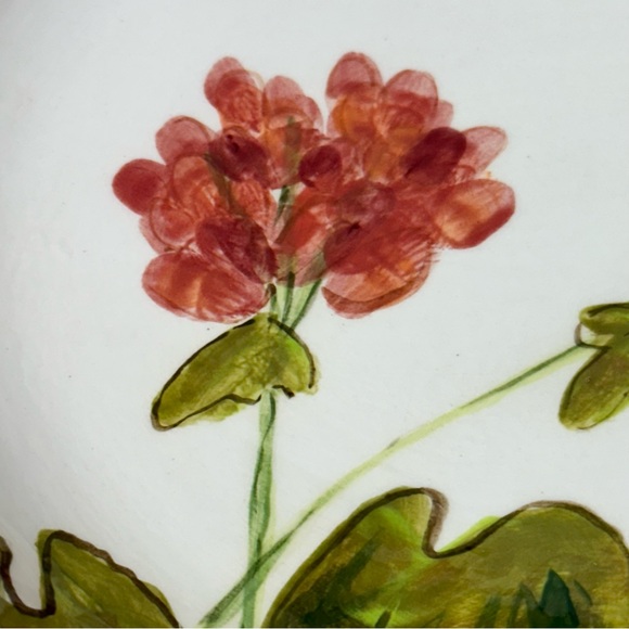 DROLL DESIGNS Ceramic Large 12" Pasta Soup Salad Bowl Floral Hand Painted Signed - Picture 2 of 4